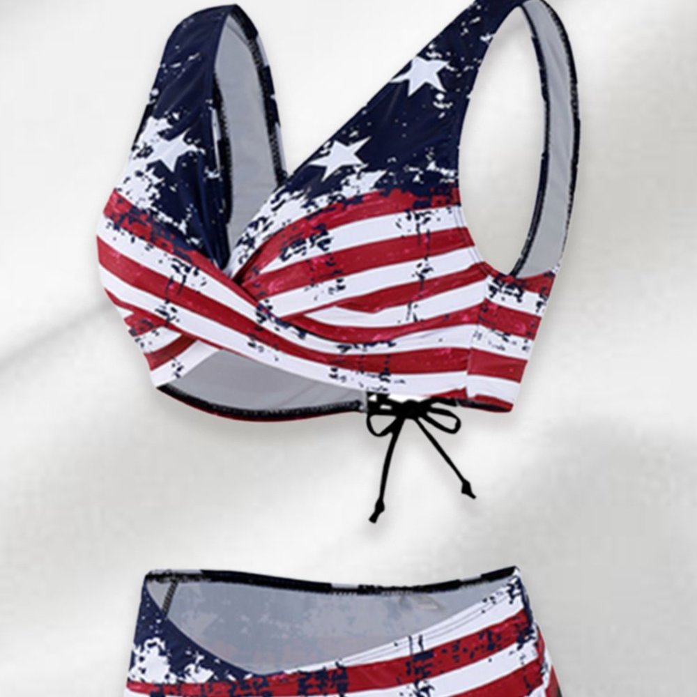 HOST PICK! American Flag High Waist Back Tethered Bikini - Picture 5 of 5